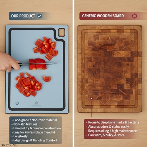 SKYTONE Chopping Board, Odour-Free, Eco-Friendly, Bacteria Resistant PP Chopping Board|Knife-Friendly, Heat Resistant|Cutting Board for Vegetables, Fruits Cutter, Meat Chopping(Size:- 35 * 25 CM) - Image 3