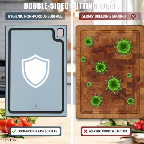 SKYTONE Chopping Board, Odour-Free, Eco-Friendly, Bacteria Resistant PP Chopping Board|Knife-Friendly, Heat Resistant|Cutting Board for Vegetables, Fruits Cutter, Meat Chopping(Size:- 35 * 25 CM) - Image 5