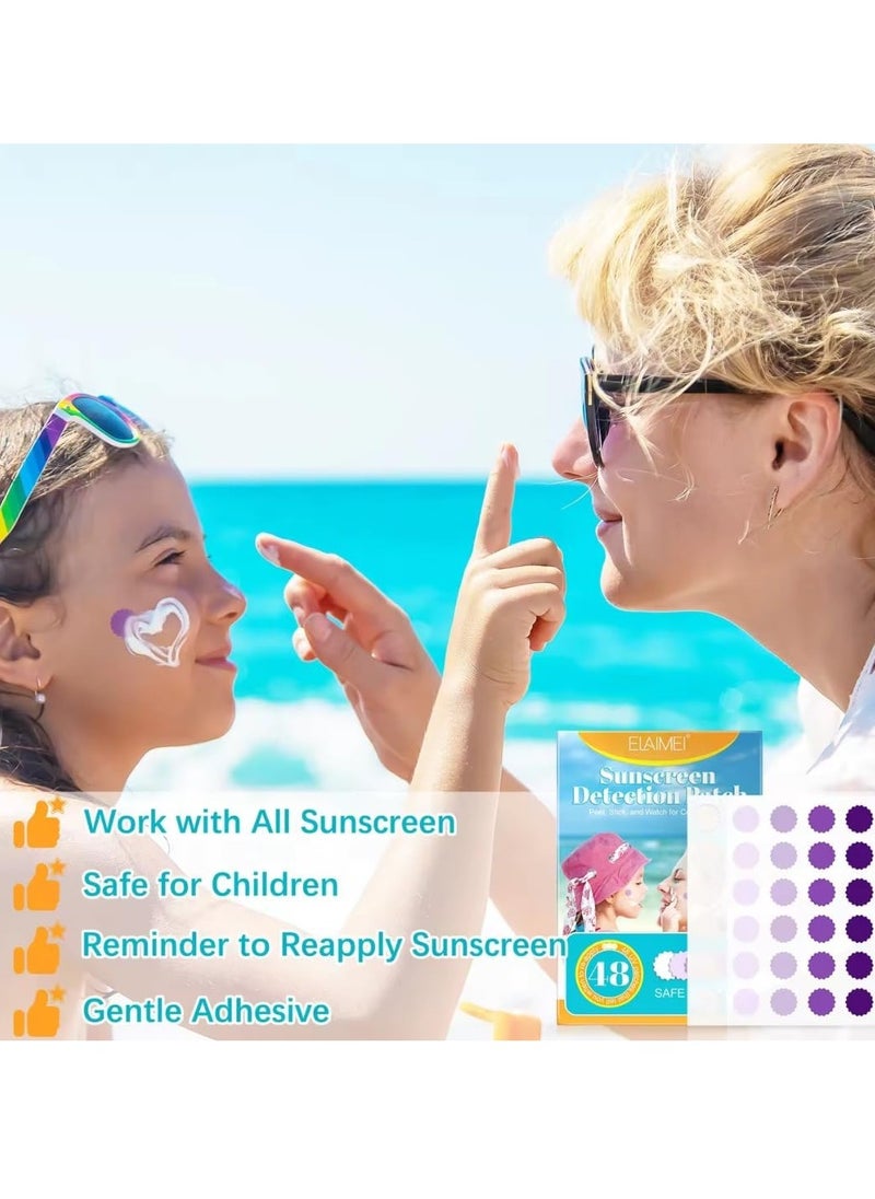 Elaimei - 48Pcs Sunscreen Detection Patch Sunny Patch UV Detection Stickers for Preventing Sunburn for Kids and Adults Natural Waterproof Patches Changes Color When Time to Reapply Your Sunscreen - Image 1