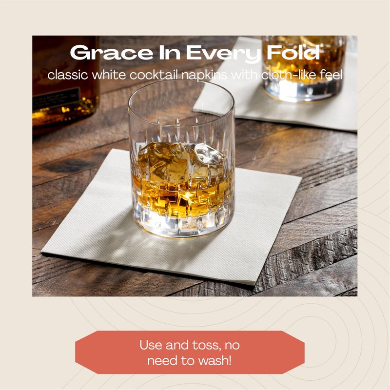 LINTEXT 200 Linen-Feel Dessert And Beverage Napkins - Disposable Cloth-Like Cocktail Paper Napkins, Made In USA - Soft and Absorbent For Bar, Restaurant, CafÃ©, Wedding, Parties (200-Pack) - Image 2