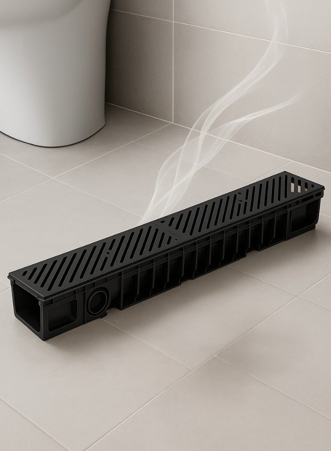 Dakota Floor Channel Grating | Drainage Channel Gratting with Bottom Trunch  for Garage, Water Rain Storm, Under Ground Parking, Under the Villa Gate, Service Center, Animal Farm,Wet Room, Garden, Driveway – 100x15 cm HDPE Plastic C-250 (25 Ton) Ductile Grating, 1Mtr Length, Heavy Duty Ductile Iron Gratting EN-1433. Made in Italy - Image 4