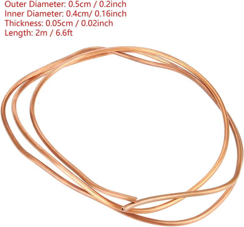 2m T2 Soft Copper Coil Tube Pipe ID 4mm OD 5mm Thickness 0.5mm for Refrigeration - Image 2