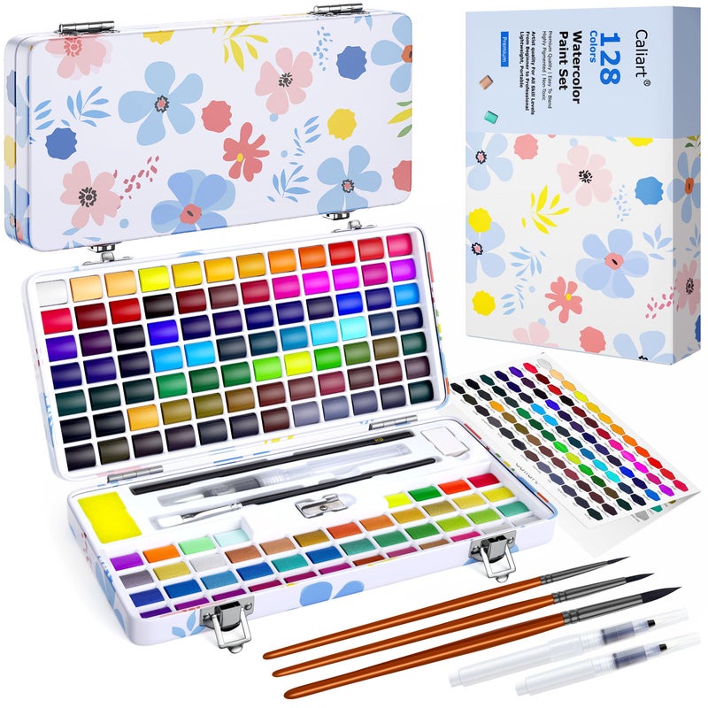 Caliart 128 Colors Watercolor Paint Set Portable, for Adults Artists Professional, Art Supplies Watercolor Painting Kits Drawing Gifts - Image 1