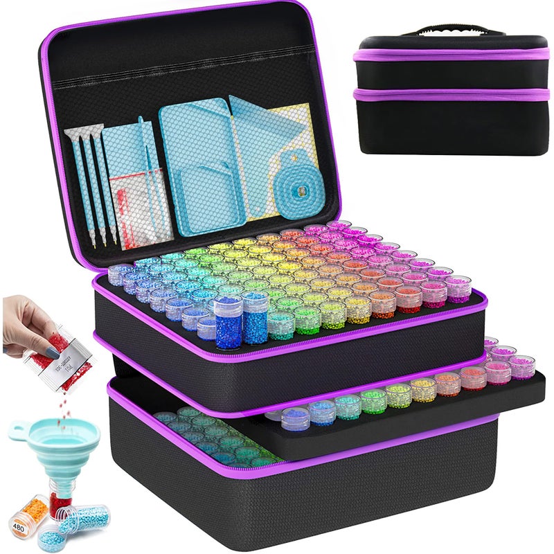 ARTDOT 240 Slots Storage Container for Diamond Art Kits for Adults,Portable Bead Storage Boxes for Diamond Painting Accessories and Tools - Image 1