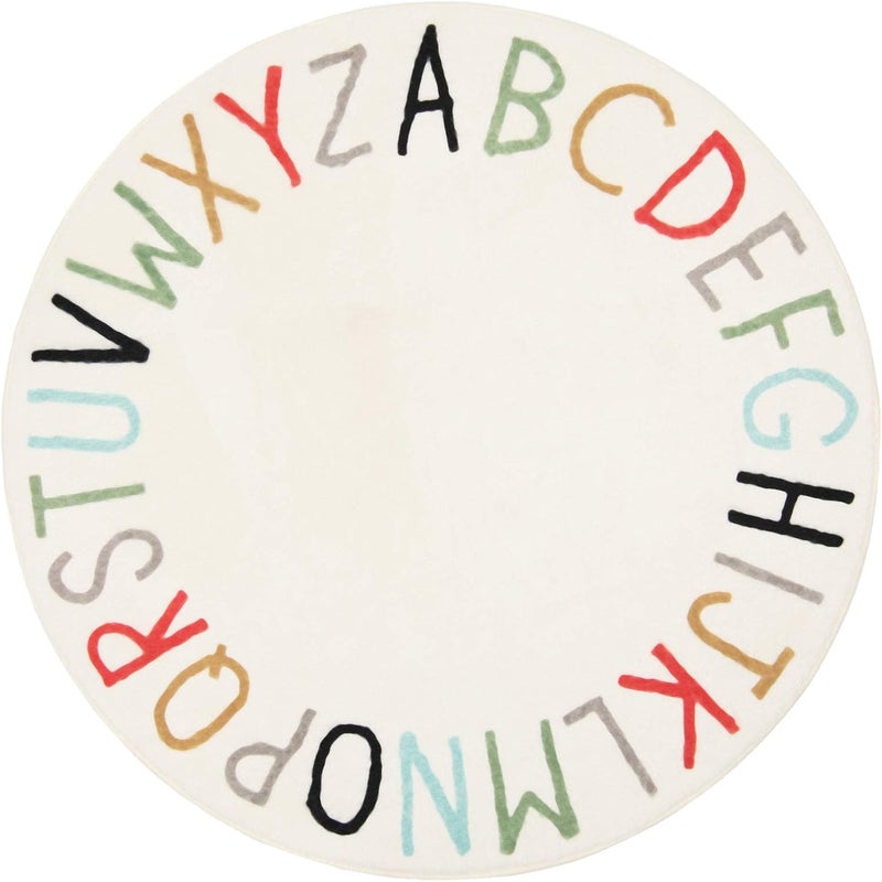 Topotdor Rainbow Round Kids Play Rug Alphabet Nursery Area Rug Extra Large Soft Crawling Play Mat for Children Toddlers Bedroom (40 inch, Multi Color) - Image 1
