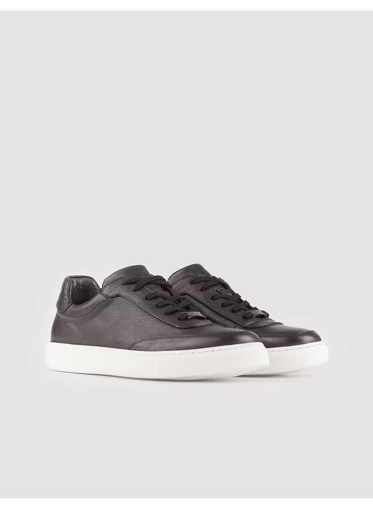 Cabani Genuine Leather Black Lace-Up Men's Sports Shoes - Image 3