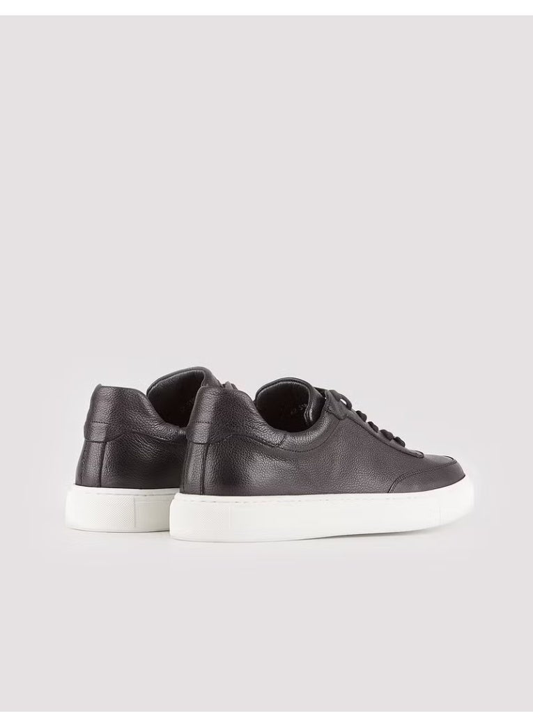 Cabani Genuine Leather Black Lace-Up Men's Sports Shoes - Image 2