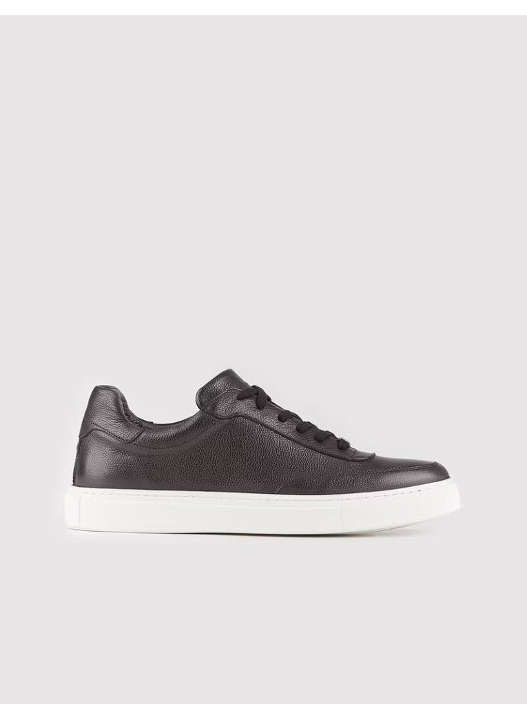 Cabani Genuine Leather Black Lace-Up Men's Sports Shoes - Image 4