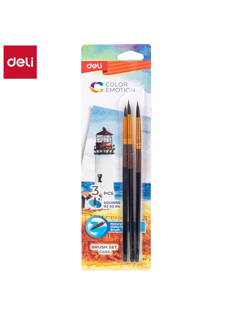 ديليEC404 مجموعة فرشاة شعر سنجاب مدورة – مثالية للطلاء المائي والرسم التخطيطي - Image 1