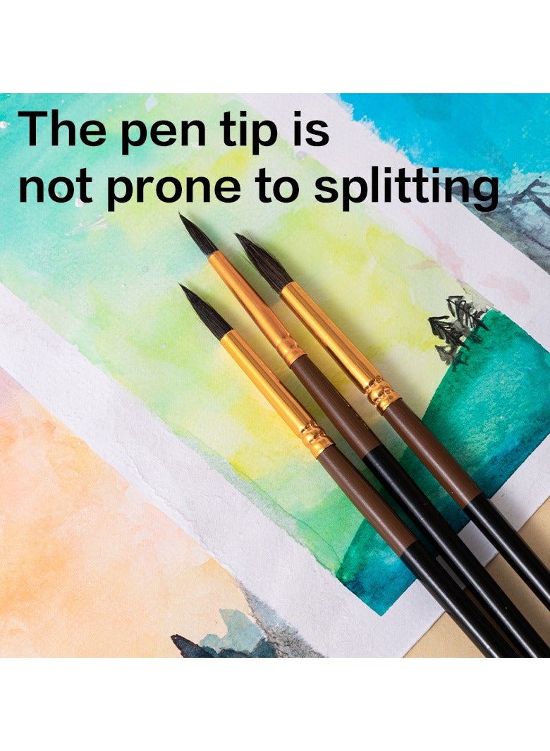 ديليEC404 مجموعة فرشاة شعر سنجاب مدورة – مثالية للطلاء المائي والرسم التخطيطي - Image 3