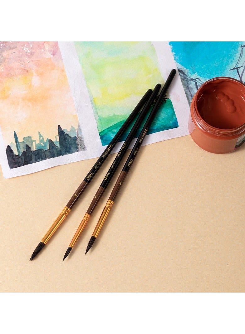 ديليEC404 مجموعة فرشاة شعر سنجاب مدورة – مثالية للطلاء المائي والرسم التخطيطي - Image 4