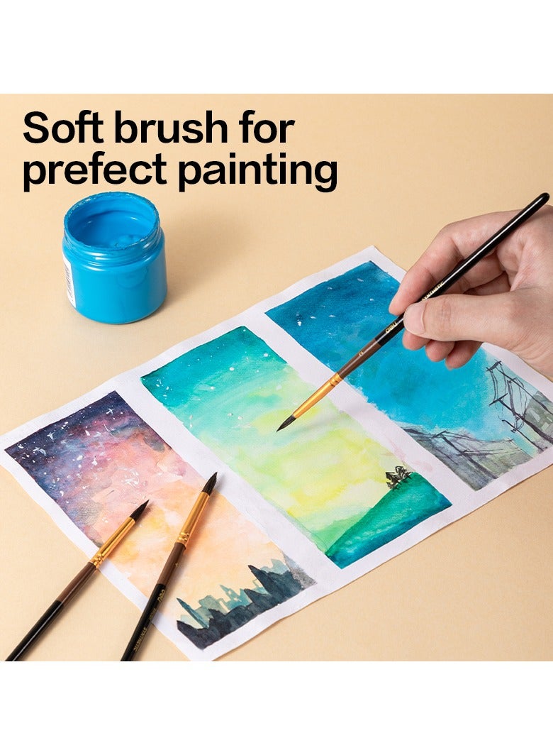 ديليEC404 مجموعة فرشاة شعر سنجاب مدورة – مثالية للطلاء المائي والرسم التخطيطي - Image 2