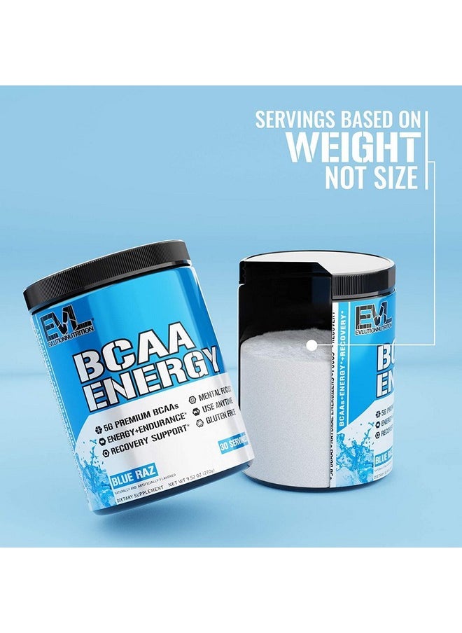 Evlution - Evl Bcaas Amino Acids Powder Bcaa Energy Pre Workout Powder For Muscle Recovery Lean Growth And Endurance Rehydrating Bcaa Powder Post Workout Recovery Drink With Natural Caffeine Blue Raz - Image 1