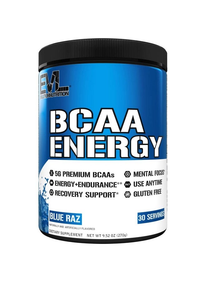 Evlution - Evl Bcaas Amino Acids Powder Bcaa Energy Pre Workout Powder For Muscle Recovery Lean Growth And Endurance Rehydrating Bcaa Powder Post Workout Recovery Drink With Natural Caffeine Blue Raz - Image 1