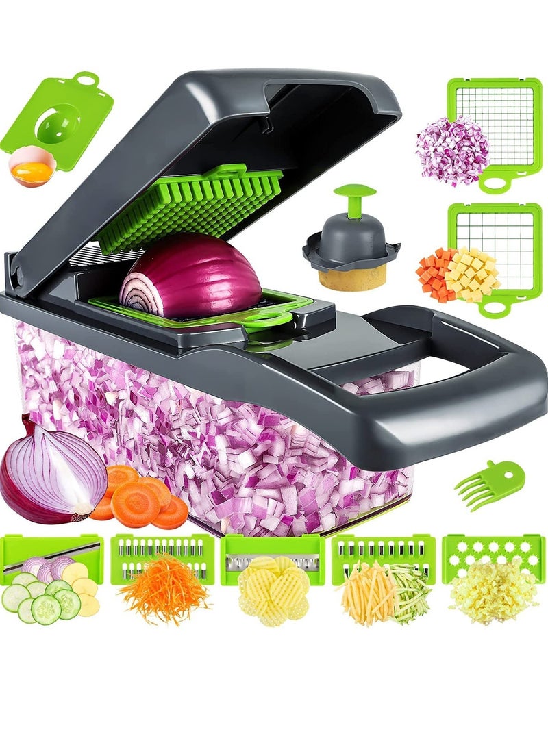ELTRAZONE Vegetable Chopper, Pro Onion Chopper, Multifunctional 13 in 1 Food Chopper, Kitchen Vegetable Slicer Dicer Cutter, - Image 1