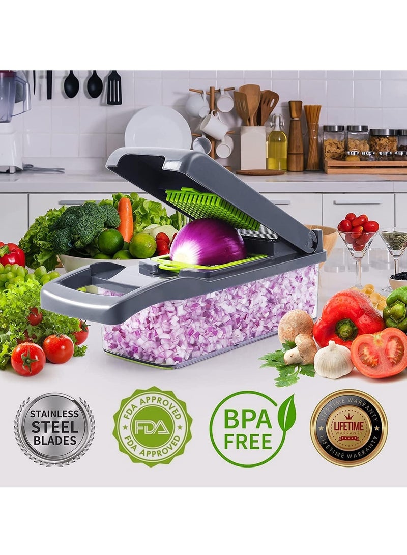 ELTRAZONE Vegetable Chopper, Pro Onion Chopper, Multifunctional 13 in 1 Food Chopper, Kitchen Vegetable Slicer Dicer Cutter, - Image 5