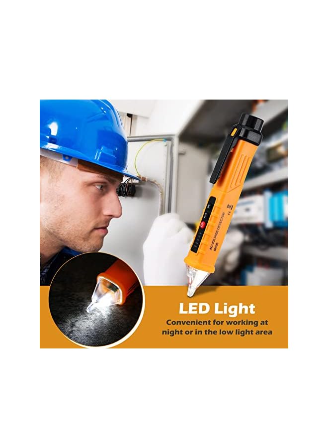 promass 3 Pcs Non-Contact Voltage Meter Tester AC 12-1000V Voltage Detector Buzzer Alarm Electrical Testing Led Flashlight Wire Tester Electrical Tool Battery Powered Tester Pen - Image 4