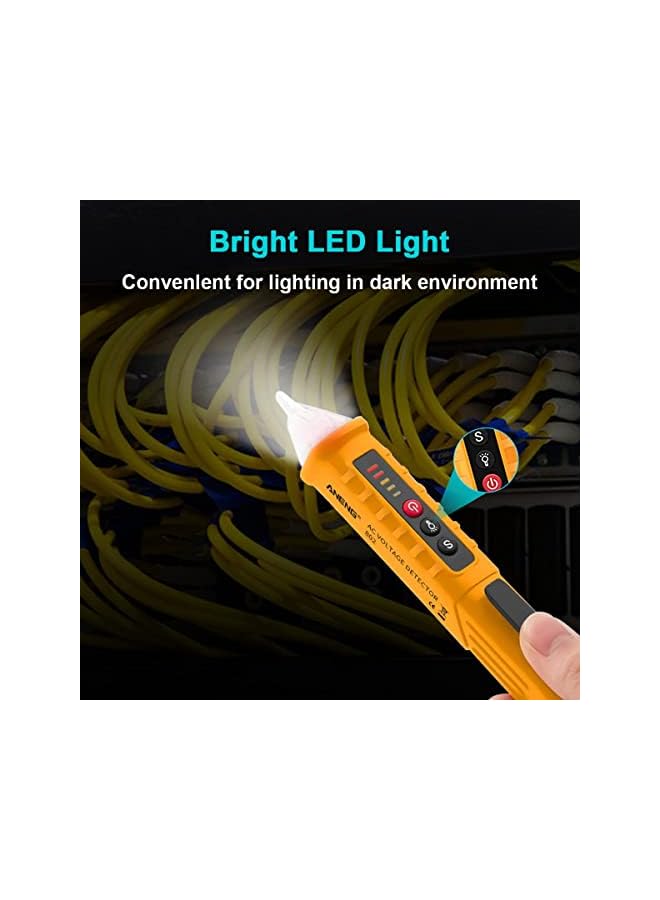 promass 3 Pcs Non-Contact Voltage Meter Tester AC 12-1000V Voltage Detector Buzzer Alarm Electrical Testing Led Flashlight Wire Tester Electrical Tool Battery Powered Tester Pen - Image 3