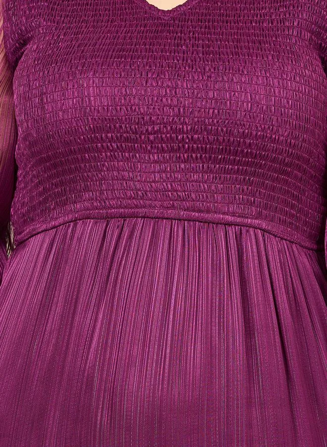 ستايلي Plus Shirred Detail Tiered Maxi Dress