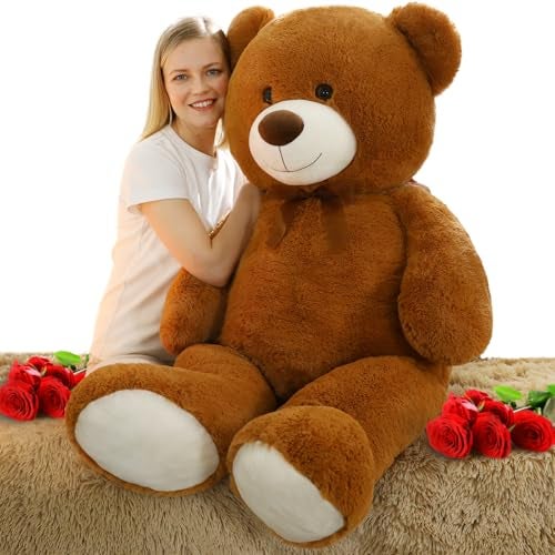 MorisMos Giant Teddy Bear Stuffed Animal 4 Ft51 Big Brown Teddy Bear for Girlfriend Boyfriend Wife Mom Fiance Valentines GiftLarge Stuffed Bear Plush for Christmas Birthday Baby ShowerBrown - Image 1