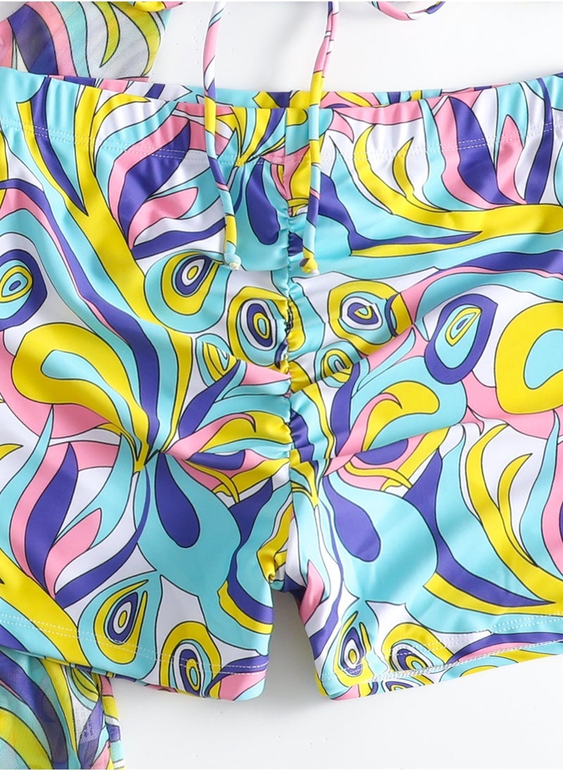 NADANBAO Outdoor 3pcs high waisted long sleeve cover-up lace-up beach swimsuit set - Image 5