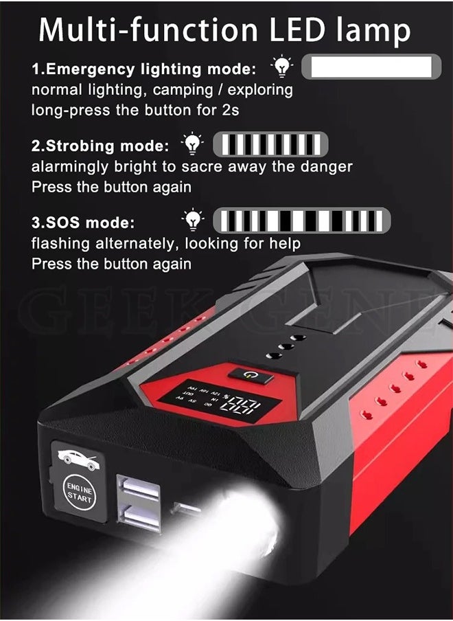 Generic 18000mAh Car Jump Starter Portable Power Bank Car Battery Booster 1200A 12V Car Starting Device for Petrol 6.0L Diesel 4.0L  - Image 3