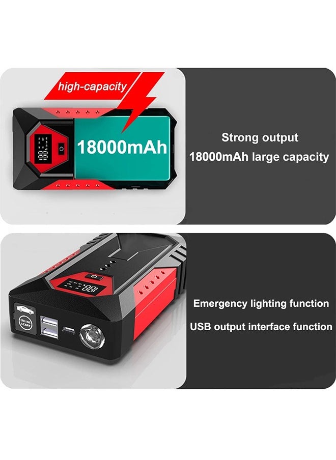 18000mAh Car Jump Starter Portable Power Bank Car Battery Booster 1200A 12V Car Starting Device for Petrol 6.0L Diesel 4.0L