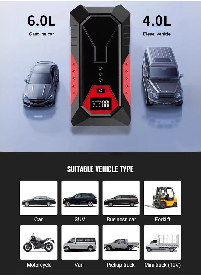 18000mAh Car Jump Starter Portable Power Bank Car Battery Booster 1200A 12V Car Starting Device for Petrol 6.0L Diesel 4.0L