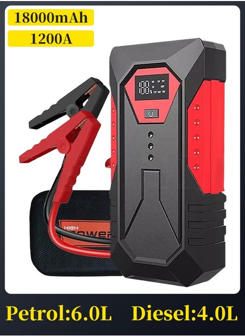 18000mAh Car Jump Starter Portable Power Bank Car Battery Booster 1200A 12V Car Starting Device for Petrol 6.0L Diesel 4.0L