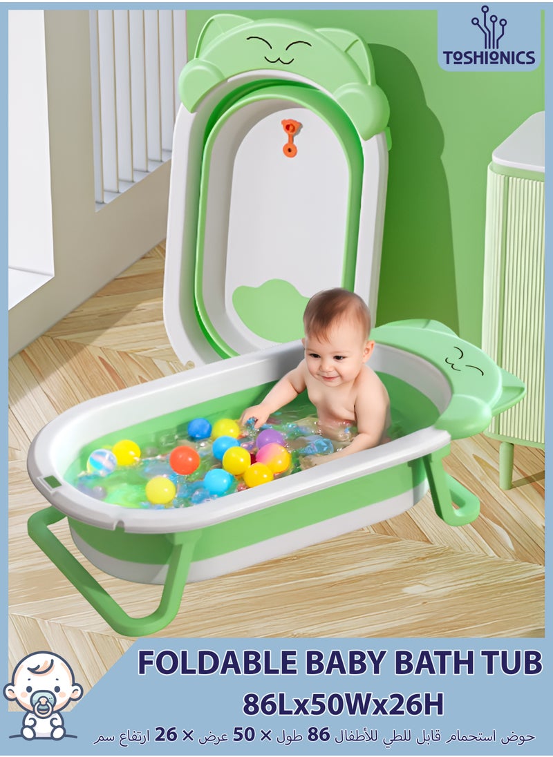 Toshionics 50L Thickened Foldable Baby Bath Tub with Non-Slip Base and Integrated Water Plug Free-Standing Collapsible Bath Shower Tub for New Born Infants Babies Small Children Ecofriendly and Non-Toxic, 0-3 Years Old  - Image 1