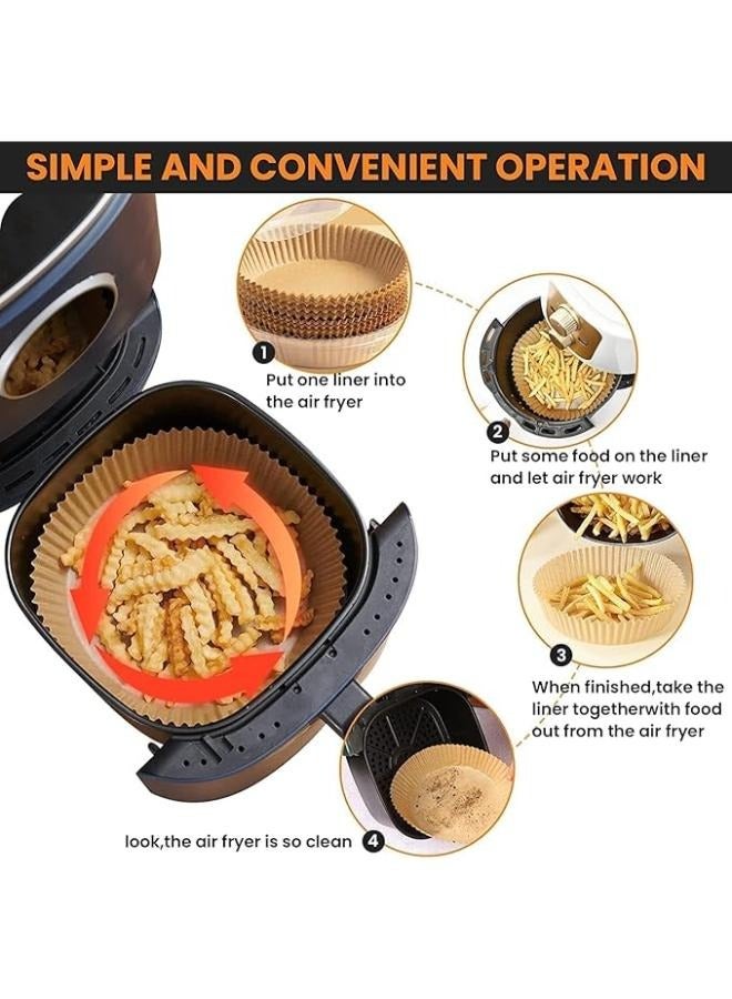100 Pieces 16cm Round Disposable Parchment Paper, Non-Stick Air Fryer Disposable Paper Liner for Air Frying, Baking, Roasting Microwave - Image 4