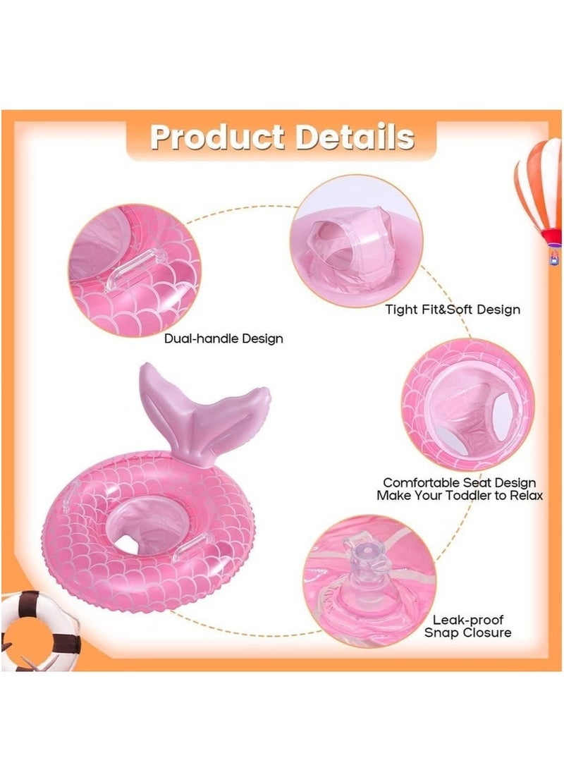 GIFT Baby Swimming Float Inflatable Swim Ring Cute Floaties with Seat and Handle Children Waist Float Ring Fun Water Raft Lounge Party Supplies for Infant Toddler Kids Children Age 0-5 Year Old  - Image 2