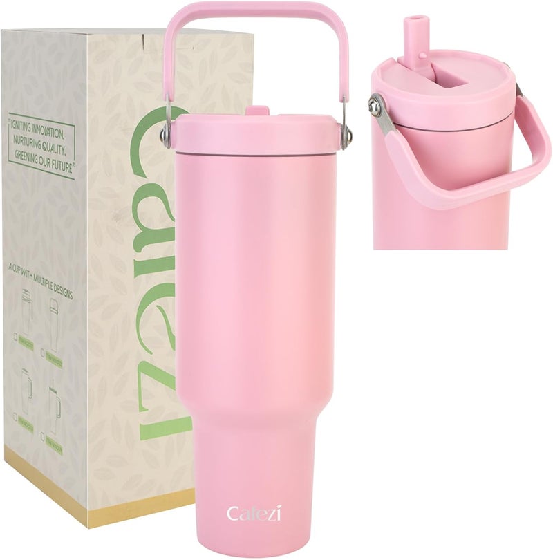 Cafezi 40oz Stainless Steel Vacuum Insulated Tumbler with Lid & Straw - Double-Wall Thermal Water Bottle for Hot & Cold Drinks, Leakproof Travel Mug with Handle, Fits Cup Holder, Ideal Home, Outdoor - Image 1