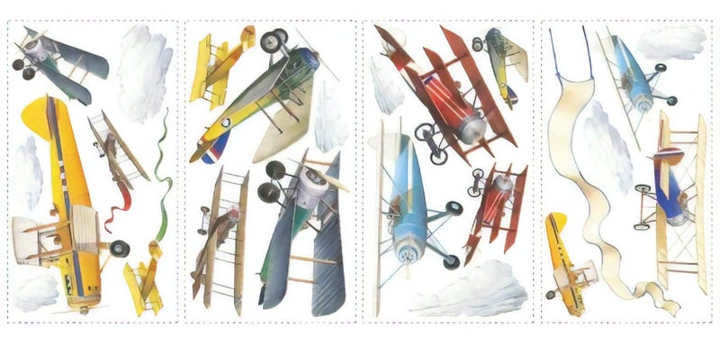 RoomMates RMK1197SCS Vintage Planes Peel and Stick Wall Decals - Image 1