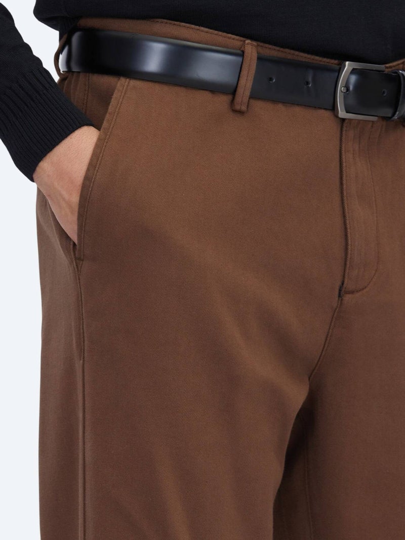 Kip Brown Weaving Relaxed Fit Casual Cotton Blended Trousers - Image 4