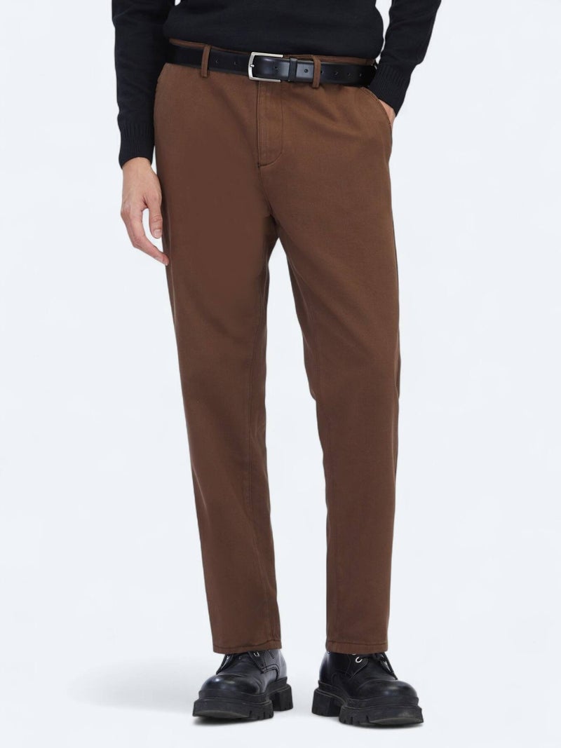 Kip Brown Weaving Relaxed Fit Casual Cotton Blended Trousers - Image 3