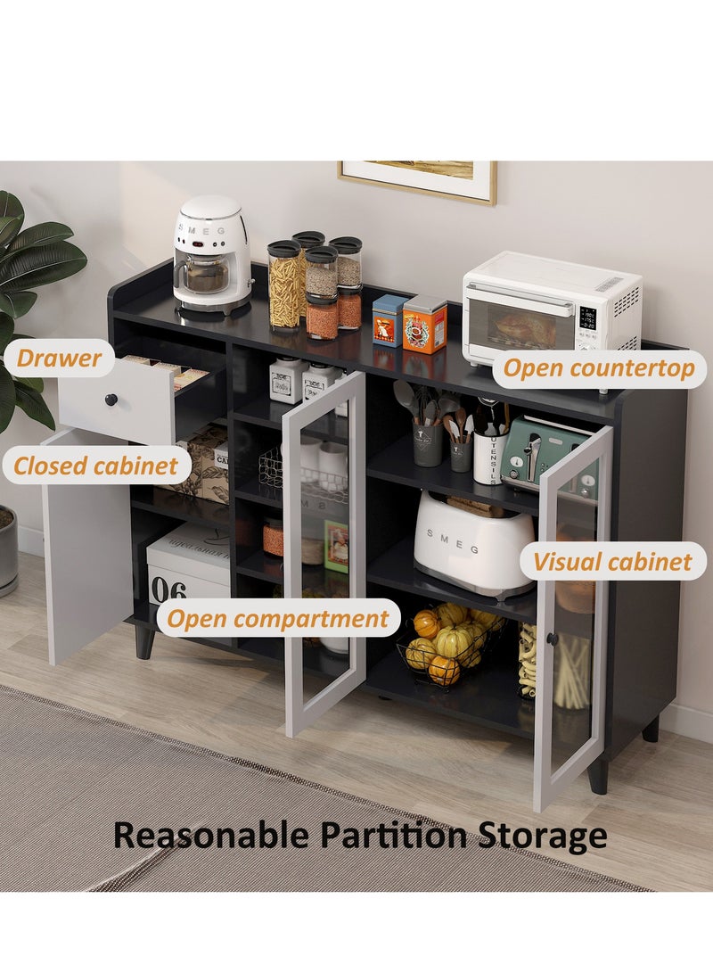 YY-ريشير جانب القهوة بار مجلس الوزراء بوفيه مجلس الوزراء ، خزانة تخزين المطبخ المنزلي مع الدرجات والأبواب للممر ، غرفة الطعام ، غرفة المعيشة وغرفة النوم ، 120 سم - Image 2