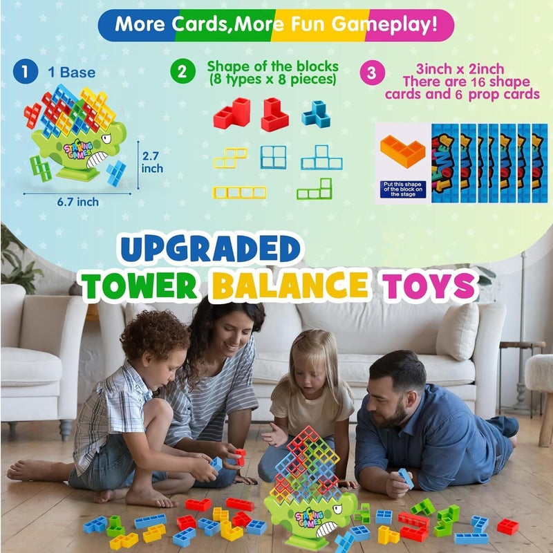 Zikra Tower Balance Game, Stacking Blocks Board for Kids, Team Building Game for Party, Funny Family Games - Image 2