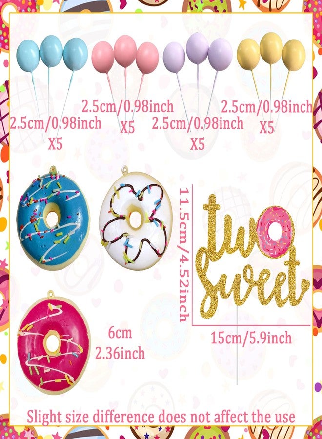 Roaring Good Time Two Sweet Cake Topper Two Sweet Birthday Party Supplies Donut Grow Up Baby Sprinkle Decorations Macaron Balls Mini Donut Cupcake Topper for Birthday Party Supplies - Image 2