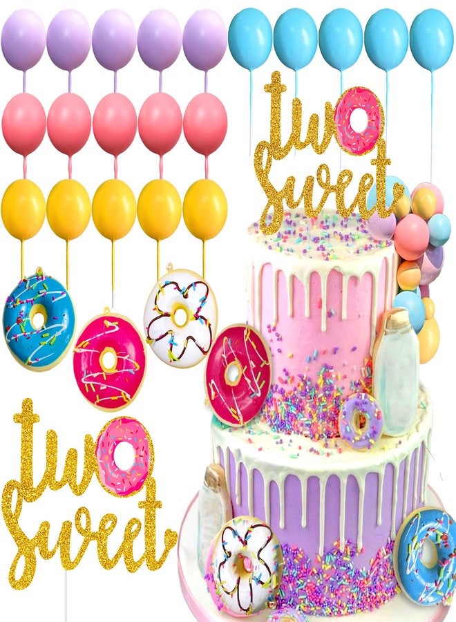 Roaring Good Time Two Sweet Cake Topper Two Sweet Birthday Party Supplies Donut Grow Up Baby Sprinkle Decorations Macaron Balls Mini Donut Cupcake Topper for Birthday Party Supplies - Image 1