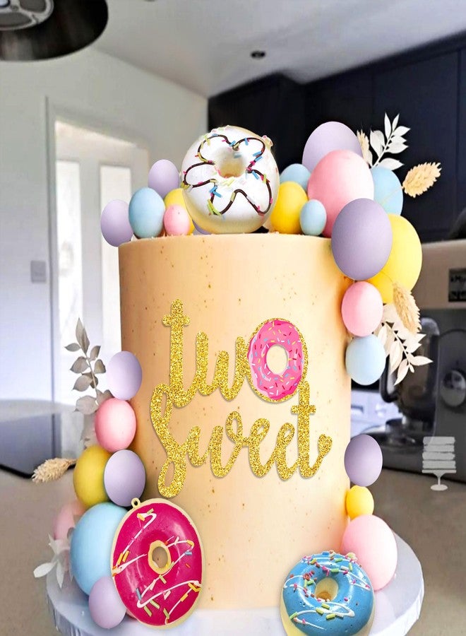 Roaring Good Time Two Sweet Cake Topper Two Sweet Birthday Party Supplies Donut Grow Up Baby Sprinkle Decorations Macaron Balls Mini Donut Cupcake Topper for Birthday Party Supplies - Image 3