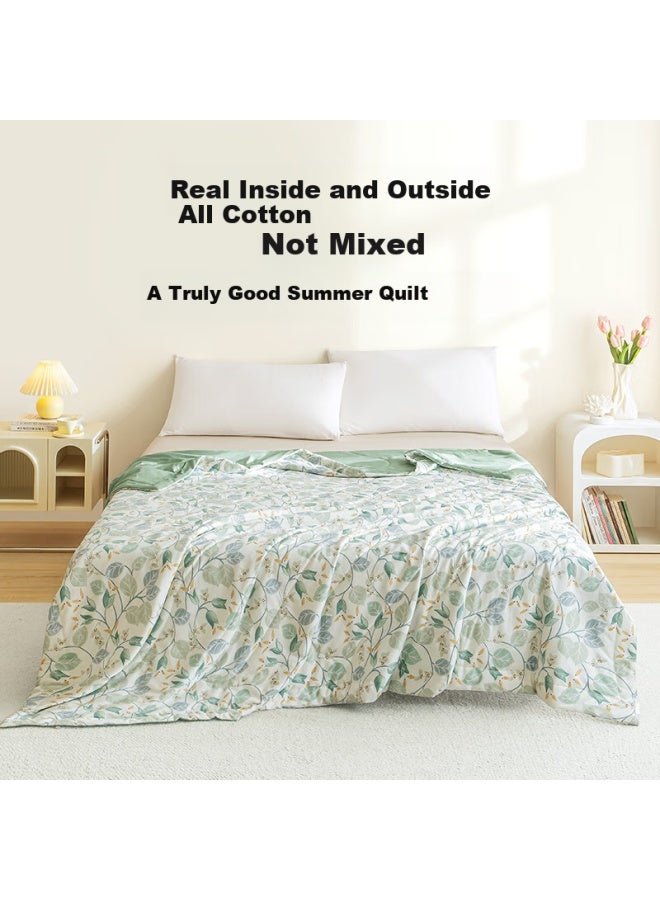 Home 100% Cotton Printed Summer Quilt A Class Cool Summer Quilt Machine Washable Air-conditioning Quilt Moonlight Acacia 2x2.3m - Image 2