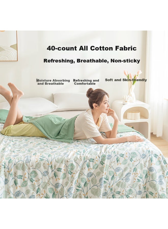 Home 100% Cotton Printed Summer Quilt A Class Cool Summer Quilt Machine Washable Air-conditioning Quilt Moonlight Acacia 2x2.3m - Image 3