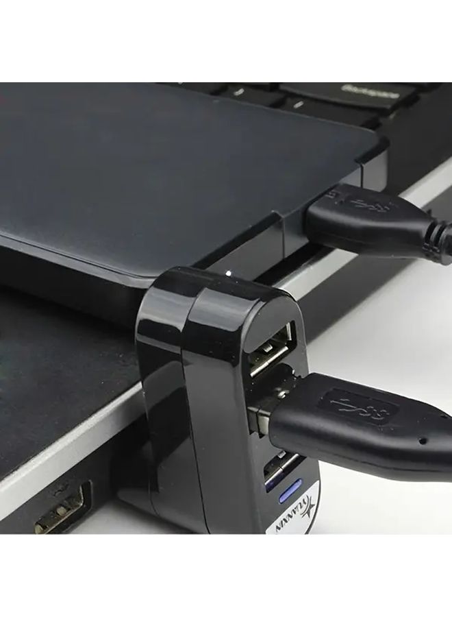 Black 3 Port USB Hub Rotating Adapter for Laptops and PCs High Quality 1pc - Image 1