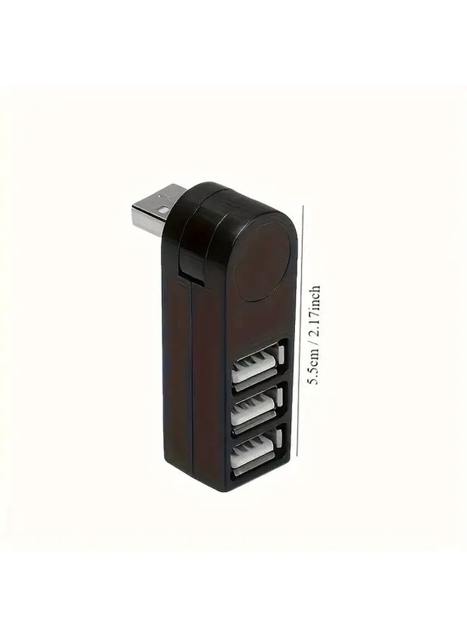 Black 3 Port USB Hub Rotating Adapter for Laptops and PCs High Quality 1pc - Image 4
