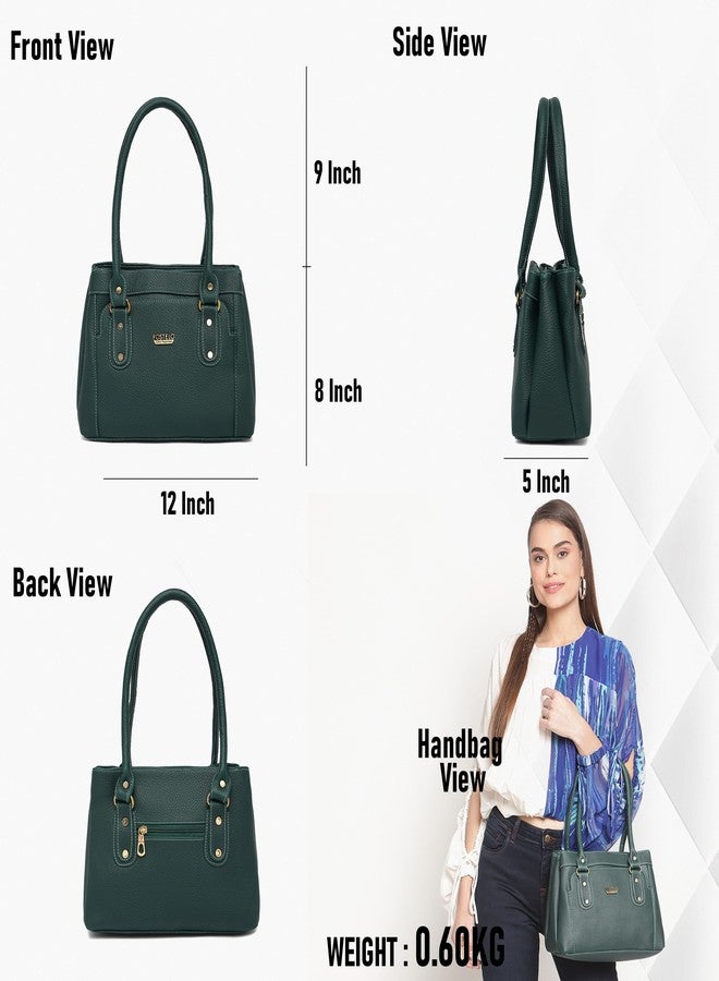 Fostelo Women's Felisa Satchel Tote Handbag for Women | Ladies Purse | Stylish Shoulder Bag | Gift For Women | Green - Image 3
