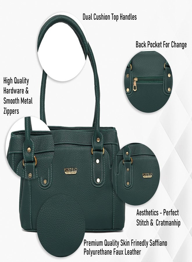 Fostelo Women's Felisa Satchel Tote Handbag for Women | Ladies Purse | Stylish Shoulder Bag | Gift For Women | Green - Image 2