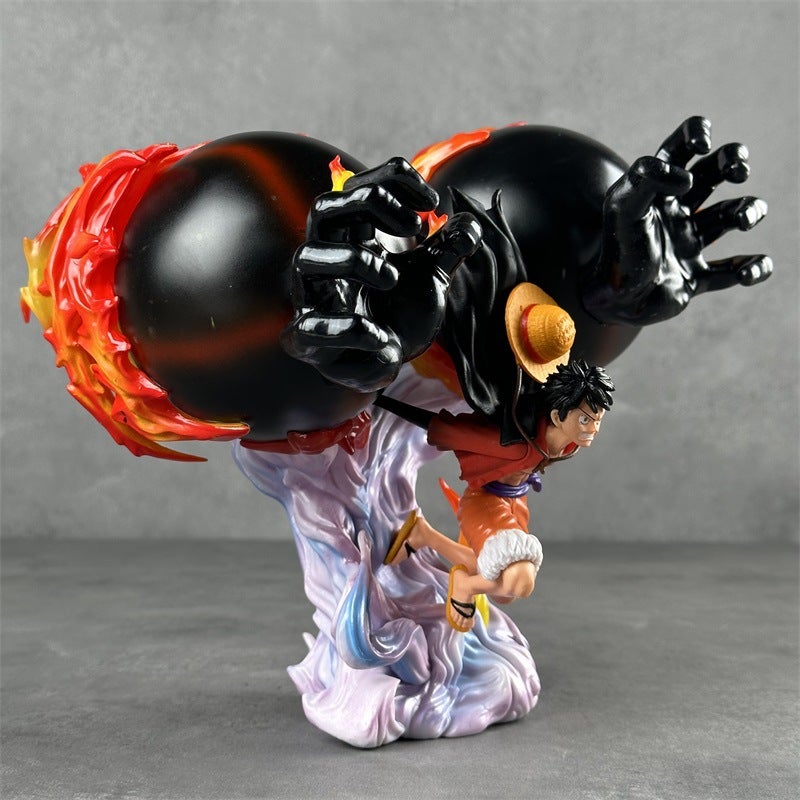 One Piece Luffy Figure Double Fist Elephant Gun Battle Pose Desktop Decoration Anime Model - Image 2