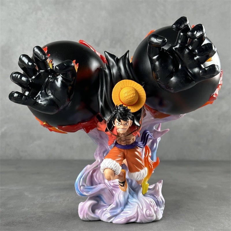 One Piece Luffy Figure Double Fist Elephant Gun Battle Pose Desktop Decoration Anime Model - Image 1