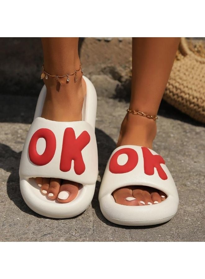 OK Women’s Slippers – White, Soft EVA, Non‑Slip & Lightweight  - Image 1